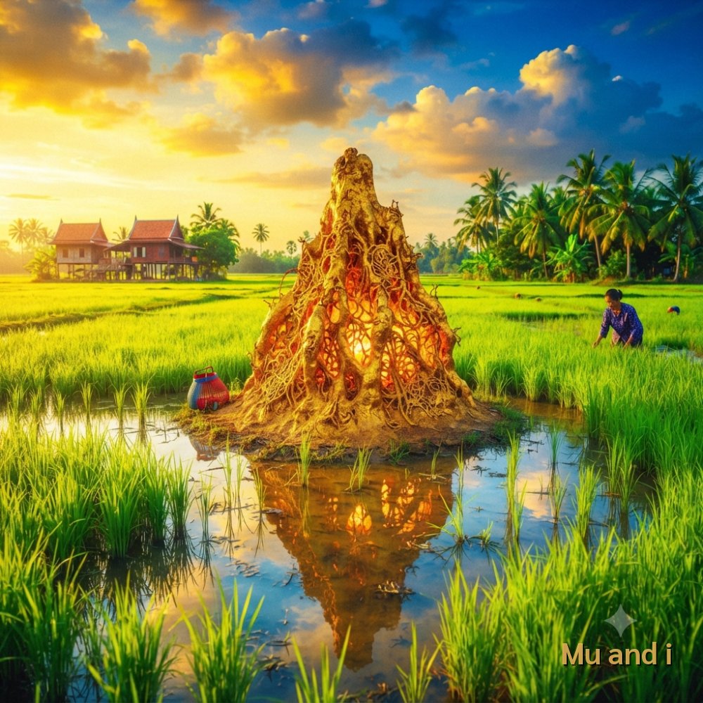 ฝันเห็นจอมปลวกสีทองกลางผืนนา