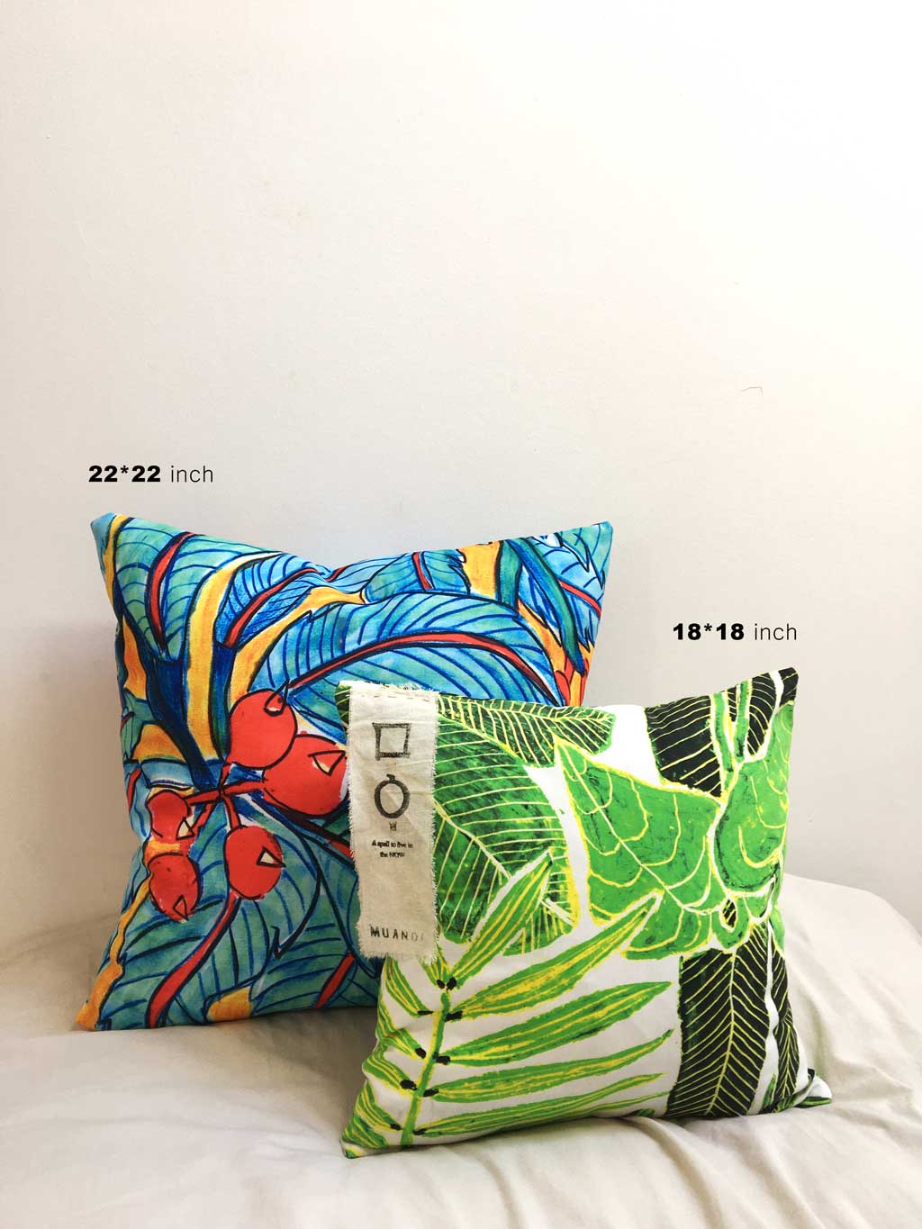 Art Cushion _ Green leaves _ Painted in Thailand