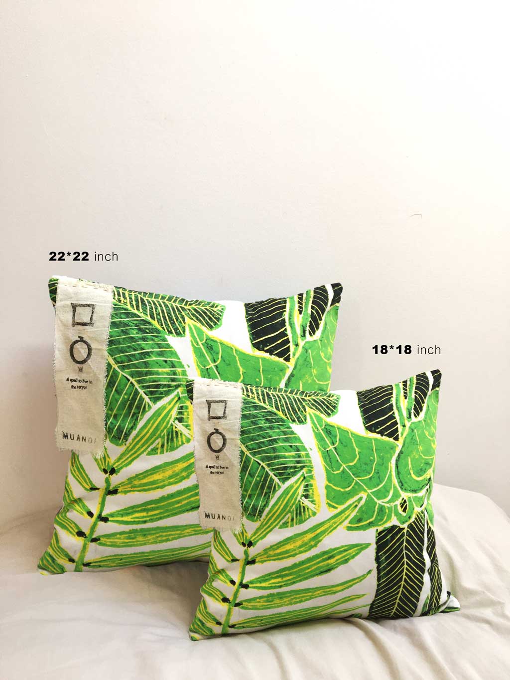 Art Cushion _ Green leaves _ Painted in Thailand