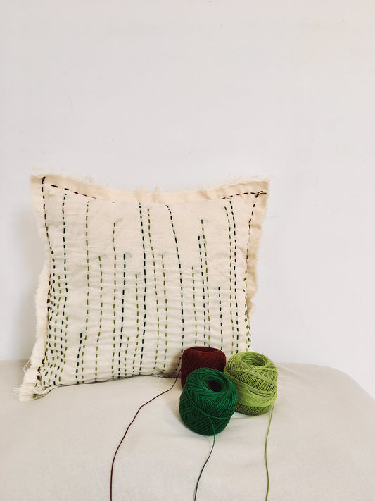 Stitched cushion_ Green_ 45*45cm