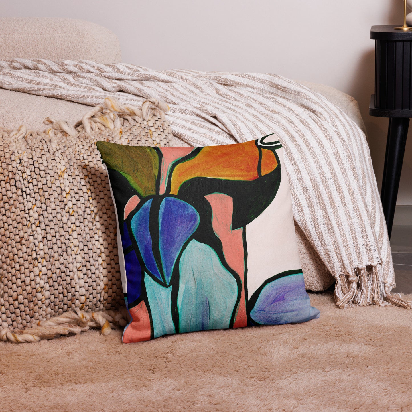 Art Cushion Vase and leaves Painted in Georgia